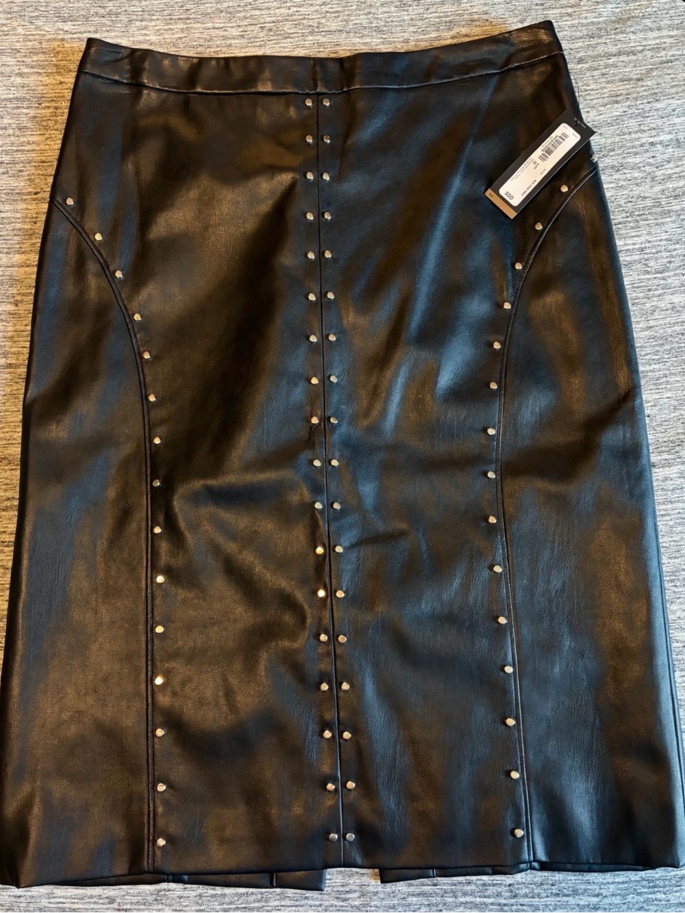 Worthington Black Faux Leather Studded Pencil Skirt